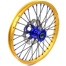 Load image into Gallery viewer, KKE 21"&19" Mx Dirtbike Cast Wheels For YAMAHA YZ125 YZ250 1999-2016 YZ250F YZ450F 2003-2015 Gold Rim Black Spokes With Disc