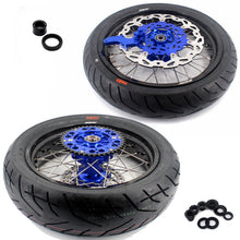 Load image into Gallery viewer, KKE 3.5/4.25*17inch Cush Drive Rims Tires For YAMAHA WR250F 2001-2019 WR450F 2003-2018 Blue Hub