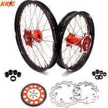 Load image into Gallery viewer, KKE 21" 18" Cast Enduro Wheels For KTM EXC EXC-F EXC-E 2003-2025 Orange Nipples