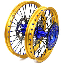 Load image into Gallery viewer, KKE 21"&19" Mx Dirtbike Cast Wheels For YAMAHA YZ125 YZ250 1999-2016 YZ250F YZ450F 2003-2015 Gold Rim Black Spokes With Disc