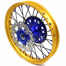 Load image into Gallery viewer, KKE 21"&19" Mx Dirtbike Cast Wheels For YAMAHA YZ125 YZ250 1999-2016 YZ250F YZ450F 2003-2015 Gold Rim Black Spokes With Disc