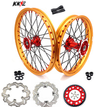 Load image into Gallery viewer, KKE 21 & 19 Cast Red Hubs Billet Gold Rims for Honda XR400R 96-04 XR600R 91-2000 Red&Gold
