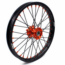 Load image into Gallery viewer, KKE 19"×1.6/16"×1.85 Spoke Kid's Big Wheels Rims Fit KTM SX 85 2003-2020 Orange Nipples & Black Spokes