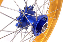 Load image into Gallery viewer, VMX 19inch 17inch CUSH Drive Spoked Tubeless Wheels Set For BMW G310GS 2016-2024 Blue Hub & Gold Rim