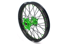 Load image into Gallery viewer, KKE 1.6*21 & 2.15*18 Wheels Rims Fit Kawasaki KX450 2019-2025 KX450X 2021-2025 Green Nipples & Black Spokes