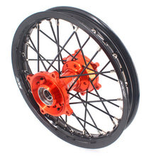 Load image into Gallery viewer, KKE 17 & 14 Small Kids Wheels Rims for KTM 85 SX 2021-2024 Orange Hub Black Spoke