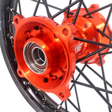 Load image into Gallery viewer, KKE 17 & 14 Small Kids Wheels Rims for KTM 85 SX 2021-2024 Orange Hub Black Spoke