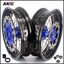 Load image into Gallery viewer, KKE 17 Inch Cush Drive Supermoto Wheels Fit Yamaha WR250F 2001-2018 WR450F 2003-2018 Blue