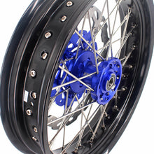 Load image into Gallery viewer, KKE 17 Inch Cush Drive Supermoto Wheels Fit Yamaha WR250F 2001-2018 WR450F 2003-2018 Blue