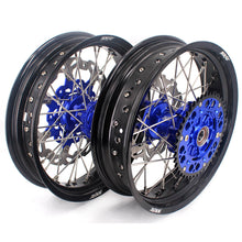 Load image into Gallery viewer, KKE 17 Inch Cush Drive Supermoto Wheels Fit Yamaha WR250F 2001-2018 WR450F 2003-2018 Blue