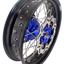 Load image into Gallery viewer, KKE 17 Inch Cush Drive Supermoto Wheels Fit Yamaha WR250F 2001-2018 WR450F 2003-2018 Blue