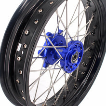 Load image into Gallery viewer, KKE 17 Inch Cush Drive Supermoto Wheels Fit Yamaha WR250F 2001-2018 WR450F 2003-2018 Blue