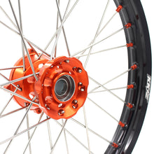 Load image into Gallery viewer, KKE 19in. 16in. Kid's Big Wheels Spoked Rims Fit KTM SX 85 2003-2020 Orange Nipples