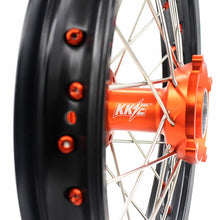 Load image into Gallery viewer, KKE 19in. 16in. Kid's Big Wheels Spoked Rims Fit KTM SX 85 2003-2020 Orange Nipples