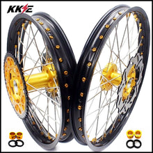 Load image into Gallery viewer, KKE 21 & 18 Enduro Rims for Suzuki RMZ250 2007-2018 RMZ450 2005-2017 Gold Nipple