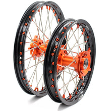 Load image into Gallery viewer, KKE 17"*1.4/14"*1.6 Small Kid's Wheels Rims Set For KTM SX 85 2021-2024 Orange Nipples
