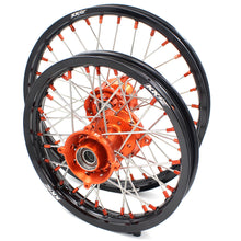 Load image into Gallery viewer, KKE 17"*1.4/14"*1.6 Small Kid's Wheels Rims Set For KTM SX 85 2021-2024 Orange Nipples