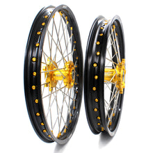 Load image into Gallery viewer, KKE 21 & 19 MX Dirt Bike Rims For SUZUKI RM125 2001-2007 RM250 2008 Gold Nipple