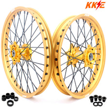 Load image into Gallery viewer, KKE 21 & 19 MX Gold Wheels for Suzuki RM125 RM250 1996-2000 Black Spoke