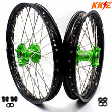 Load image into Gallery viewer, KKE 1.6*21 & 2.15*19 Wheels Rims Fit Kawasaki KX450 2019-2025 KX450X 2021-2025 Green Hubs
