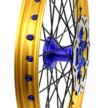 Load image into Gallery viewer, KKE 21"&amp;19" Mx Dirtbike Cast Wheels For YAMAHA YZ125 YZ250 1999-2016 YZ250F YZ450F 2003-2015 Gold Rim Black Spokes With Disc
