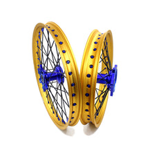 Load image into Gallery viewer, KKE 21"&amp;19" Mx Dirtbike Cast Wheels For YAMAHA YZ125 YZ250 YZ250F YZ450F Gold Rim Black Spokes
