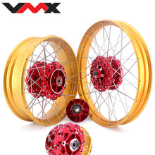 Load image into Gallery viewer, VMX 21" 18" Tubeless Rims Fit Honda Africa Twin CRF1100L 2020-2023 Red Hubs Gold Rims
