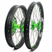 Load image into Gallery viewer, KKE 21 &amp; 19 MX Wheels for Kawasaki KX250F 2019 and 2021 Green Nipple(2020 Excluded)
