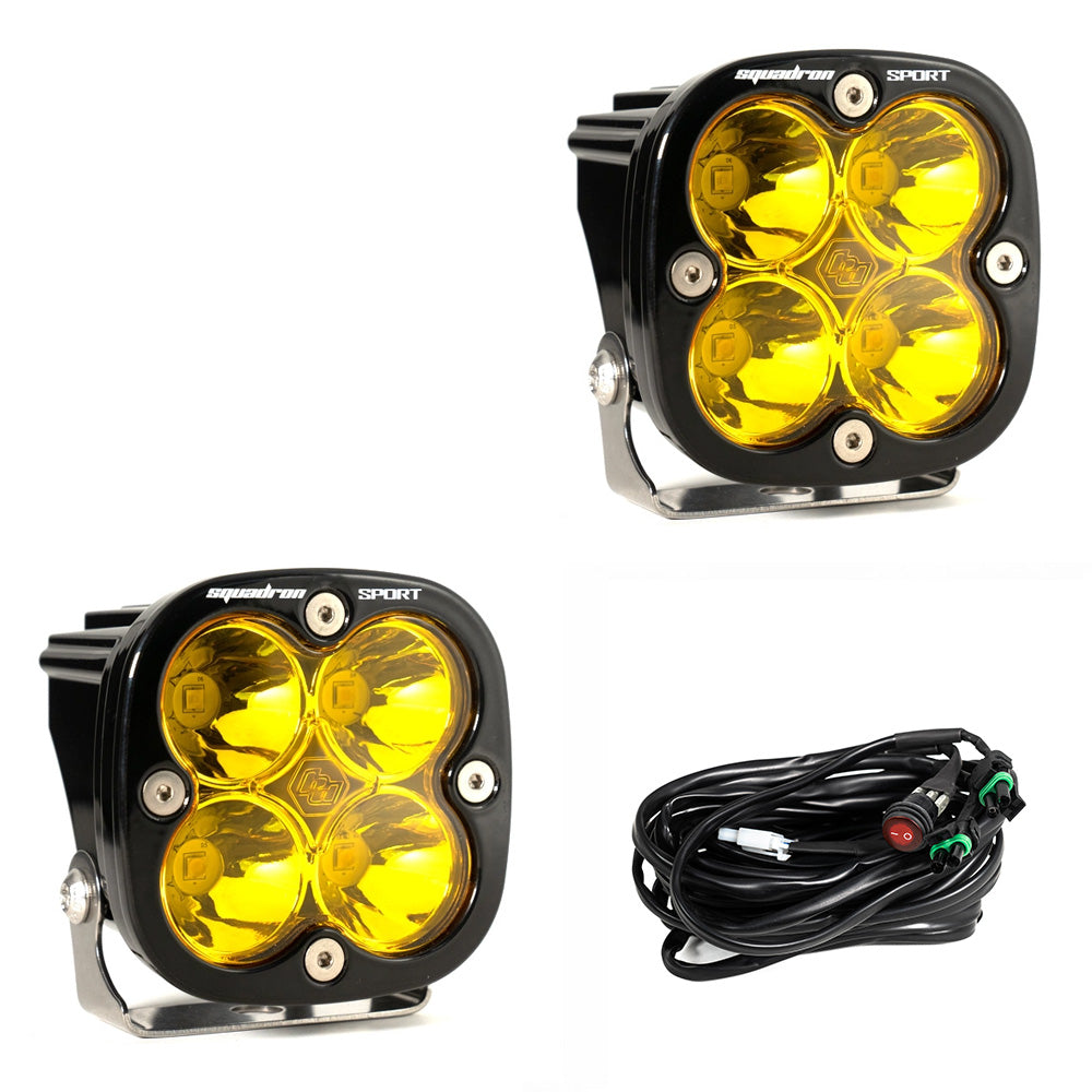 LED Light Pods Baja Amber Lens Spot Pair Squadron Sport Baja Designs