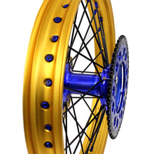 Load image into Gallery viewer, KKE 21"&amp;19" Mx Dirtbike Cast Wheels For YAMAHA YZ125 YZ250 1999-2016 YZ250F YZ450F 2003-2015 Gold Rim Black Spokes With Disc
