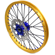 Load image into Gallery viewer, KKE 21"&amp;19" Mx Dirtbike Cast Wheels For YAMAHA YZ125 YZ250 1999-2016 YZ250F YZ450F 2003-2015 Gold Rim Black Spokes With Disc
