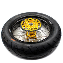 Load image into Gallery viewer, KKE 3.5 &amp; 4.25*17inch Supermoto Rims Tires for SUZUKI RMZ250 2007-2025 RMZ450 2005-2025 Gold
