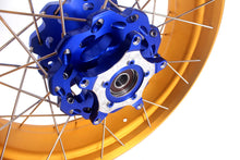 Load image into Gallery viewer, VMX 19inch 17inch CUSH Drive Spoked Tubeless Wheels Set For BMW G310GS 2016-2024 Blue Hub &amp; Gold Rim
