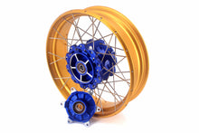 Load image into Gallery viewer, VMX 19inch 17inch CUSH Drive Spoked Tubeless Wheels Set For BMW G310GS 2016-2024 Blue Hub &amp; Gold Rim
