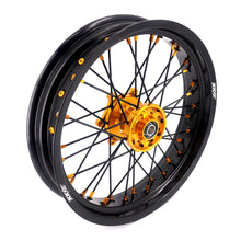 Load image into Gallery viewer, KKE 3.5/4.25 Supermoto Race Wheels For Suzuki RM125 1996-2007 RM250 1996-2008 Gold Nipples

