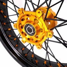 Load image into Gallery viewer, KKE 3.5/4.25 Supermoto Race Wheels For Suzuki RM125 1996-2007 RM250 1996-2008 Gold Nipples
