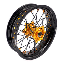 Load image into Gallery viewer, KKE 3.5/4.25 Supermoto Race Wheels For Suzuki RM125 1996-2007 RM250 1996-2008 Gold Nipples
