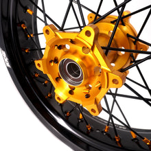 Load image into Gallery viewer, KKE 3.5/4.25 Supermoto Race Wheels For Suzuki RM125 1996-2007 RM250 1996-2008 Gold Nipples
