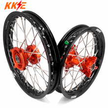 Load image into Gallery viewer, KKE 14"*1.4/12"*1.6 Kid's Small Wheels Rims Set Fit KTM SX 65 2025-2026 Orange&amp;Black

