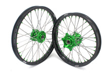 Load image into Gallery viewer, KKE 1.6*21 &amp; 2.15*19 Wheels Rims Fit Kawasaki KX450 2019-2025 KX450X 2021-2025 Green Nipples

