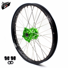 Load image into Gallery viewer, KKE 1.6*21 &amp; 2.15*19 Wheels Rims Fit Kawasaki KX450 2019-2025 KX450X 2021-2025 Green Hubs
