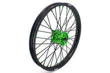 Load image into Gallery viewer, KKE 1.6*21 &amp; 2.15*18 Wheels Rims Fit Kawasaki KX450 2019-2025 KX450X 2021-2025 Green Nipples &amp; Black Spokes
