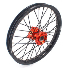 Load image into Gallery viewer, KKE 17 &amp; 14 Small Kids Wheels Rims for KTM 85 SX 2021-2024 Orange Hub Black Spoke
