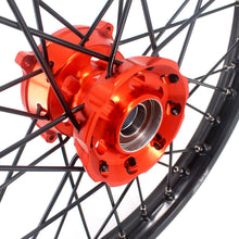 Load image into Gallery viewer, KKE 17 &amp; 14 Small Kids Wheels Rims for KTM 85 SX 2021-2024 Orange Hub Black Spoke
