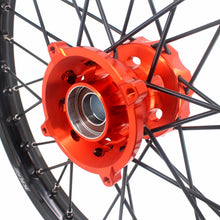 Load image into Gallery viewer, KKE 17 &amp; 14 Small Kids Wheels Rims for KTM 85 SX 2021-2024 Orange Hub Black Spoke
