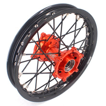 Load image into Gallery viewer, KKE 17 &amp; 14 Small Kids Wheels Rims for KTM 85 SX 2021-2024 Orange Hub Black Spoke

