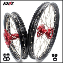 Load image into Gallery viewer, KKE 17 &amp; 14 Kids Wheels for Honda CR80R CR80RB 1993-2002 CR85R CR85RB 2003-2008 Red Hub
