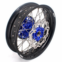 Load image into Gallery viewer, KKE 17 Inch Cush Drive Supermoto Wheels Fit Yamaha WR250F 2001-2018 WR450F 2003-2018 Blue
