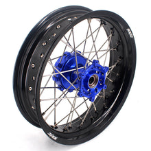 Load image into Gallery viewer, KKE 17 Inch Cush Drive Supermoto Wheels Fit Yamaha WR250F 2001-2018 WR450F 2003-2018 Blue
