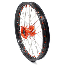Load image into Gallery viewer, KKE 19in. 16in. Kid's Big Wheels Spoked Rims Fit KTM SX 85 2003-2020 Orange Nipples
